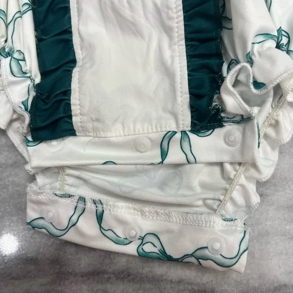 Girl Embroidery Short Sleeve Romper Collar Floral Smocked onesie size 18-24 mo - Picture 10 of 12